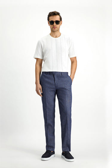 Beyaz Bisiklet Yaka Regular Fit Desenli Pamuk Tişört