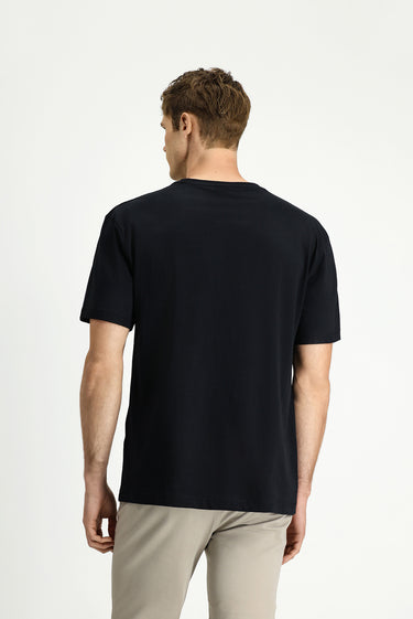 Siyah Bisiklet Yaka Oversize Pamuk Baskılı Tişört