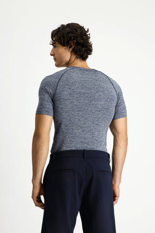 Orta Lacivert Bisiklet Yaka Slim Fit Dar Kesim Spor Tişört