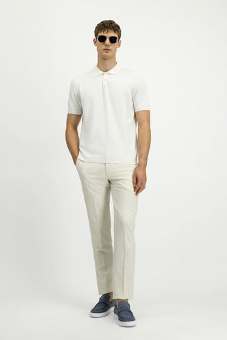 Ekru Regular Fit Polo Yaka Örme Tişört