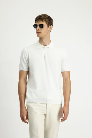Ekru Regular Fit Polo Yaka Örme Tişört