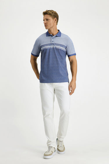 Mavi Regular Fit Desenli Likralı Polo Yaka Tişört
