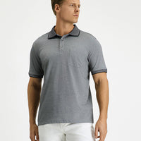 Siyah Regular Fit Pamuklu Desenli Cepli Polo Yaka Tişört