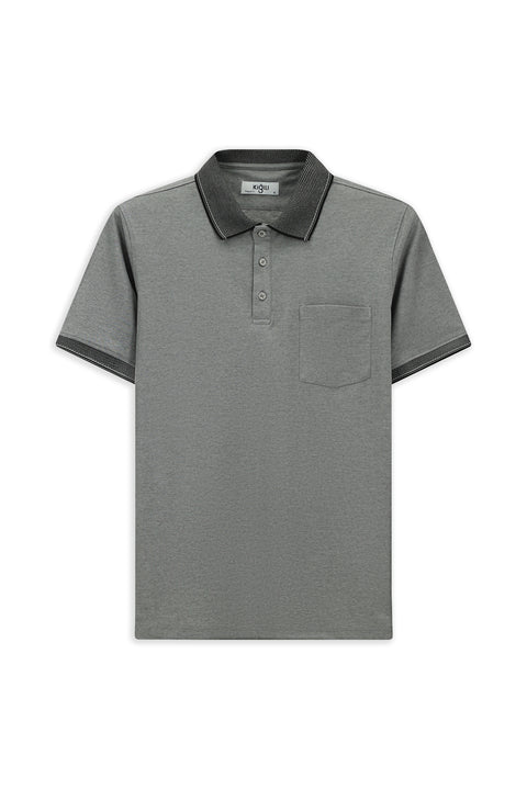 Siyah Regular Fit Pamuklu Desenli Cepli Polo Yaka Tişört