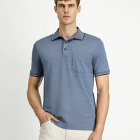 Koyu Lacivert Regular Fit Pamuklu Desenli Cepli Polo Yaka Tişört