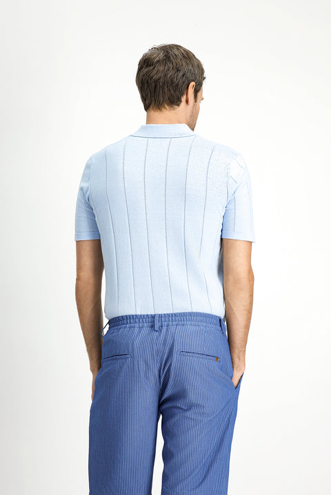 Mavi Regular Fit Pamuklu Desenli Polo Yaka Örme Tişört