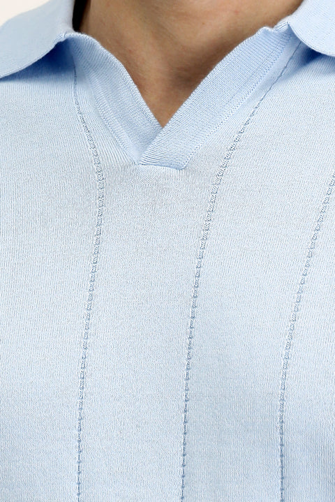 Mavi Regular Fit Pamuklu Desenli Polo Yaka Örme Tişört