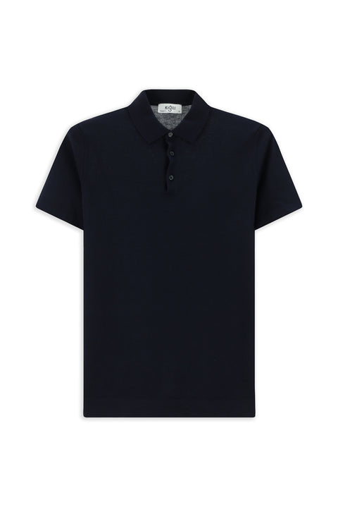 Orta Lacivert Regular Fit Pamuklu Polo Yaka Örme Tişört
