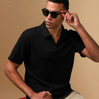 Siyah Regular Fit Pamuklu Polo Yaka Tişört