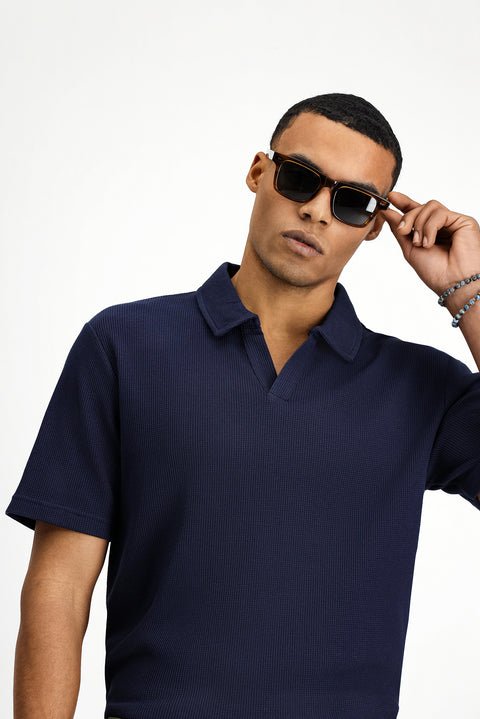 Koyu Lacivert Regular Fit Pamuklu Polo Yaka Tişört