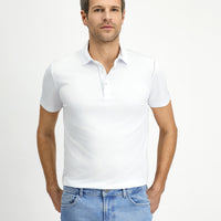 Beyaz Slim Fit Dar Kesim Pamuklu Polo Yaka Tişört