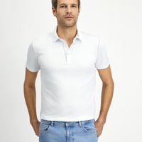 White Slim Fit Narrow Cut Cotton Polo Shirt