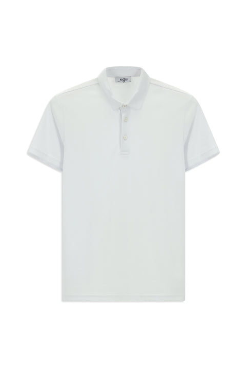 White Slim Fit Narrow Cut Cotton Polo Shirt