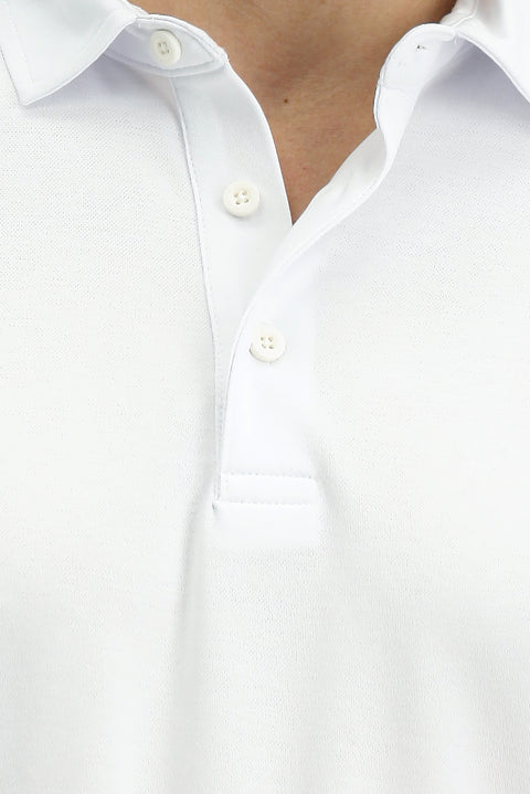 White Slim Fit Narrow Cut Cotton Polo Shirt