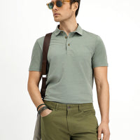 Dark Khaki Slim Fit Narrow Cut Cotton Polo Shirt