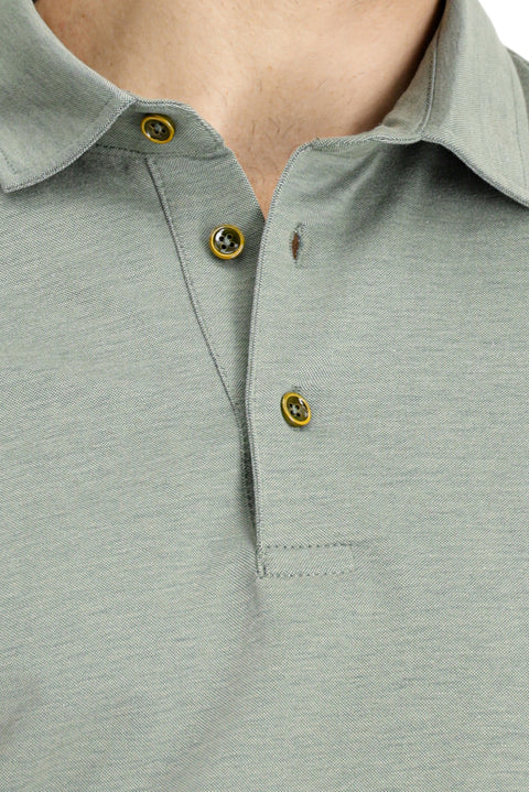 Dark Khaki Slim Fit Narrow Cut Cotton Polo Shirt