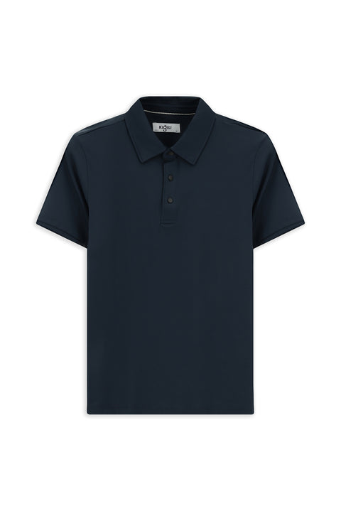 Koyu Lacivert Slim Fit Dar Kesim Likralı Polo Yaka Tişört