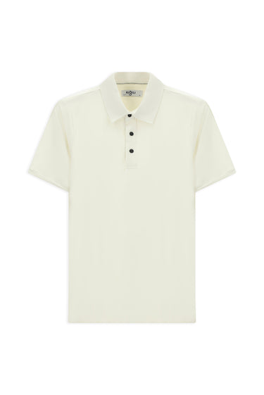 Kırık Beyaz Slim Fit Dar Kesim Likralı Polo Yaka Tişört
