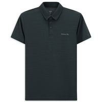 Koyu Antrasit Slim Fit Dar Kesim Baskılı Polo Yaka Tişört