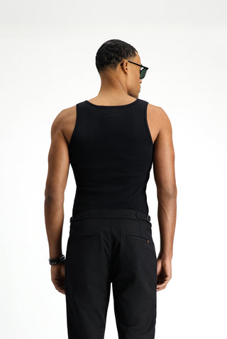 Siyah Slim Fit Dar Kesim Pamuk Fitilli Atlet