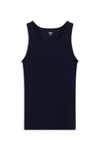 Koyu Lacivert Slim Fit Dar Kesim Pamuk Fitilli Atlet