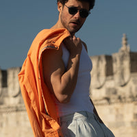 Beyaz Slim Fit Dar Kesim Pamuk Fitilli Atlet