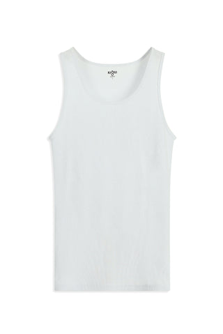 Beyaz Slim Fit Dar Kesim Pamuk Fitilli Atlet