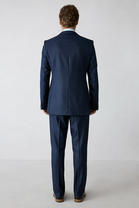 Koyu Lacivert 8 Drop Long Slim Fit Uzun Dar Kesim Düz Mono Yaka Takım Elbise