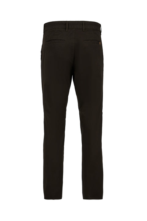 Orta Kahve Regular Fit Standart Kesim Likralı Esnek Yan Cepli Likralı Kanvas / Chino Pantolon