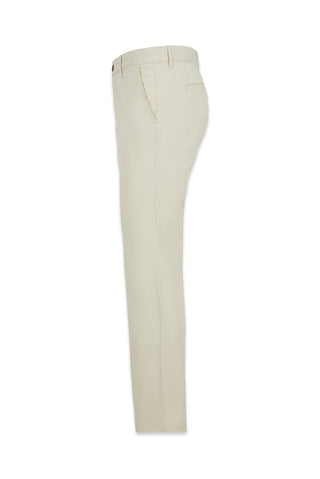 Krem Regular Fit Standart Kesim Likralı Esnek Yan Cepli Likralı Kanvas / Chino Pantolon