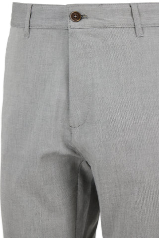 Orta Gri Relaxed Fit Rahat Kesim Yan Cepli Pamuklu Desenli Kanvas / Chino Pantolon