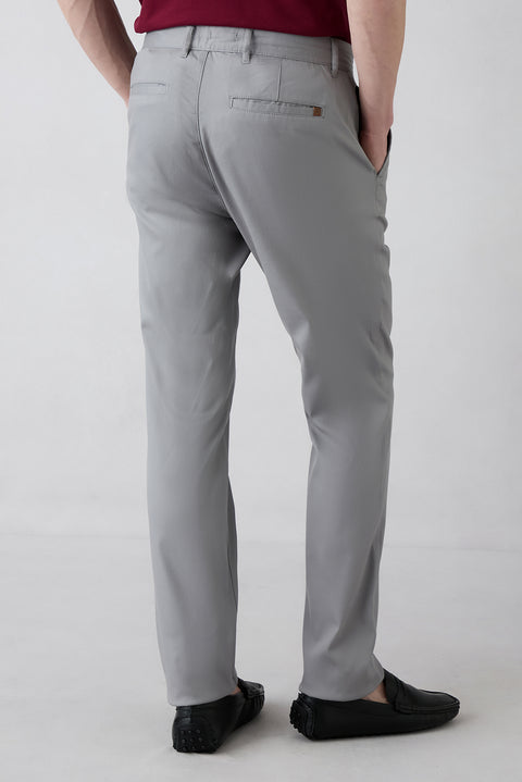 Medium Gray 4 Drop Relaxed Fit Lyocell Blend Side Pocket Canvas / Chino Trousers