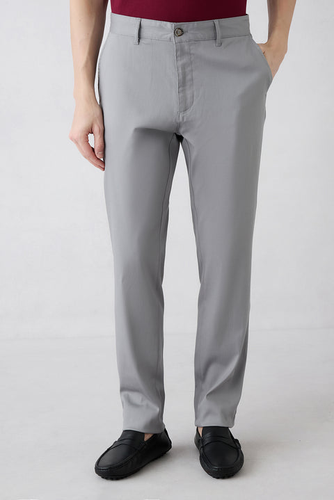 Medium Gray 4 Drop Relaxed Fit Lyocell Blend Side Pocket Canvas / Chino Trousers