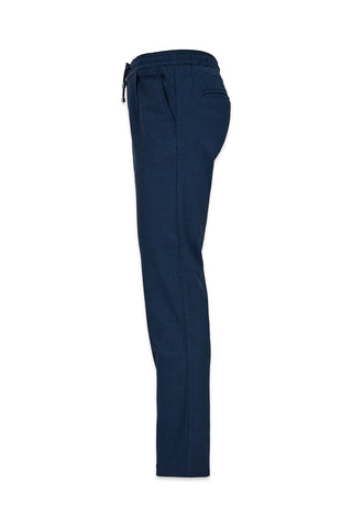 Orta Lacivert Regular Straight Fit Beli Lastikli İpli Pileli Likralı Jogger Pantolon
