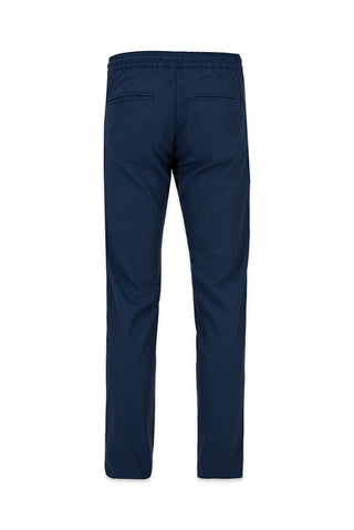 Orta Lacivert Regular Straight Fit Beli Lastikli İpli Pileli Likralı Jogger Pantolon