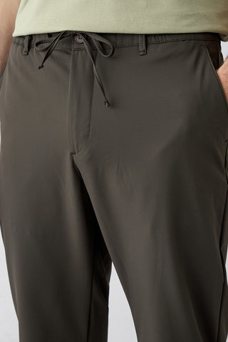Koyu Haki Techno-Line Regular Fit Standart Kesim Çantalı Likralı Beli İpli Chino / Kanvas Pantolon