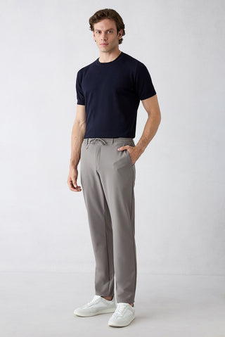 Koyu Vizon Techno-Line Regular Fit Standart Kesim Çantalı Likralı Beli İpli Chino / Kanvas Pantolon