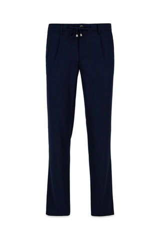 Açık Lacivert Regular Straight Fit Beli İpli Pileli Yan Cepli Likralı Jogger Pantolon