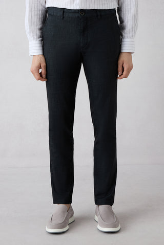 Koyu Antrasit 6 Drop Regular Fit Standart Kesim Desenli Yandan Cep Kanvas / Chino Pantolon