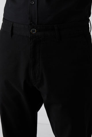 Siyah Slim Fit Dar Kesim Yandan Cepli Likralı Esnek Kanvas / Chino Pantolon