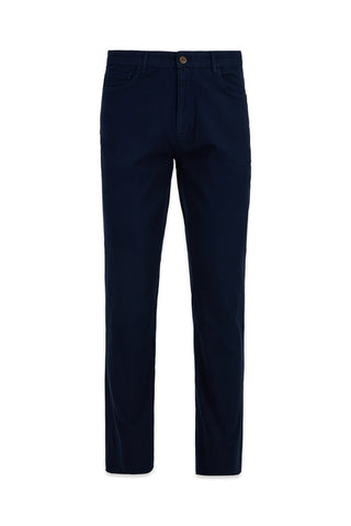 Orta Lacivert Relaxed Fit Rahat Kesim 5 Cep Likralı Kanvas / Chino Pantolon