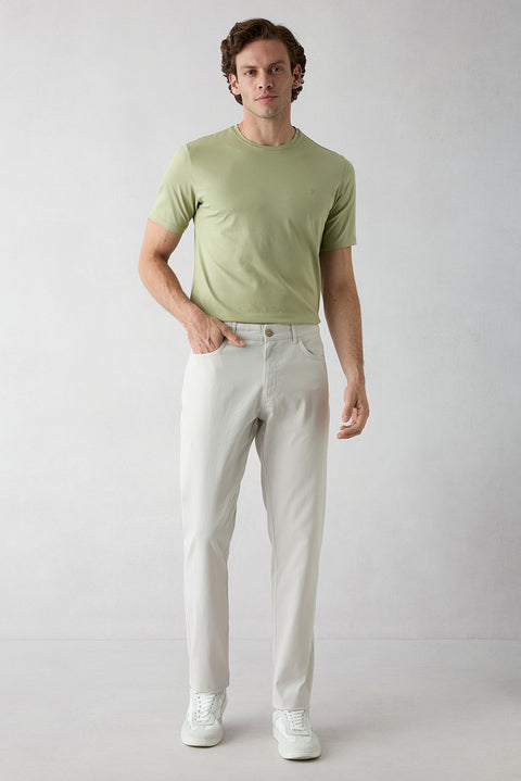 Stone Relaxed Fit 5-Pocket Stretch Canvas / Chino Trousers