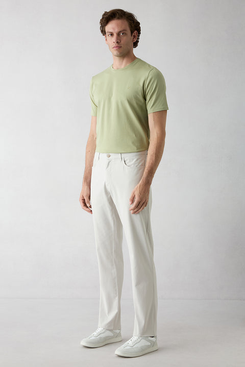 Stone Relaxed Fit 5-Pocket Stretch Canvas / Chino Trousers