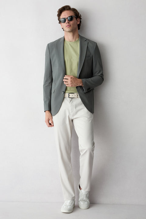 Stone Relaxed Fit 5-Pocket Stretch Canvas / Chino Trousers