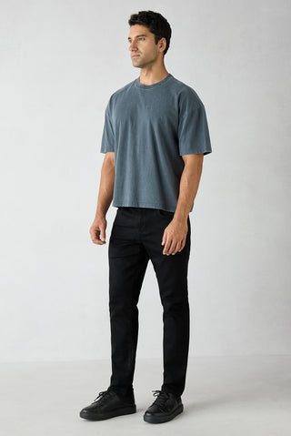 Siyah Slim Fit Dar Kesim 5 Cep Lyocell Karışımlı Denim Pantolon
