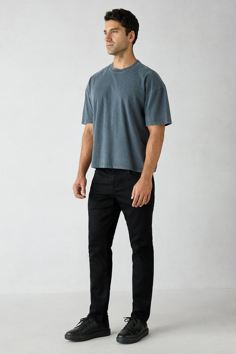 Siyah Slim Fit Dar Kesim 5 Cep Lyocell Karışımlı Denim Pantolon