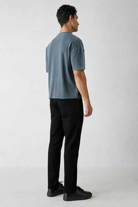 Siyah Slim Fit Dar Kesim 5 Cep Lyocell Karışımlı Denim Pantolon