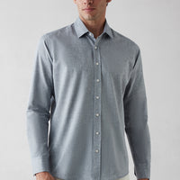 Koyu Lacivert Uzun Kol Slim Fit Desenli %100 Pamuk Gömlek
