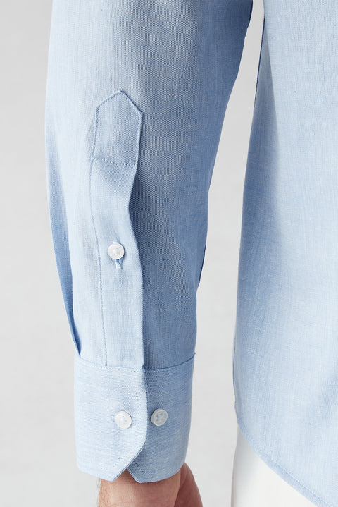 Mavi Uzun Kol Slim Fit Desenli %100 Pamuk Gömlek