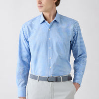 Blue Long Sleeve Regular Fit Pocketed Plaid Cotton Easy Iron Shirt